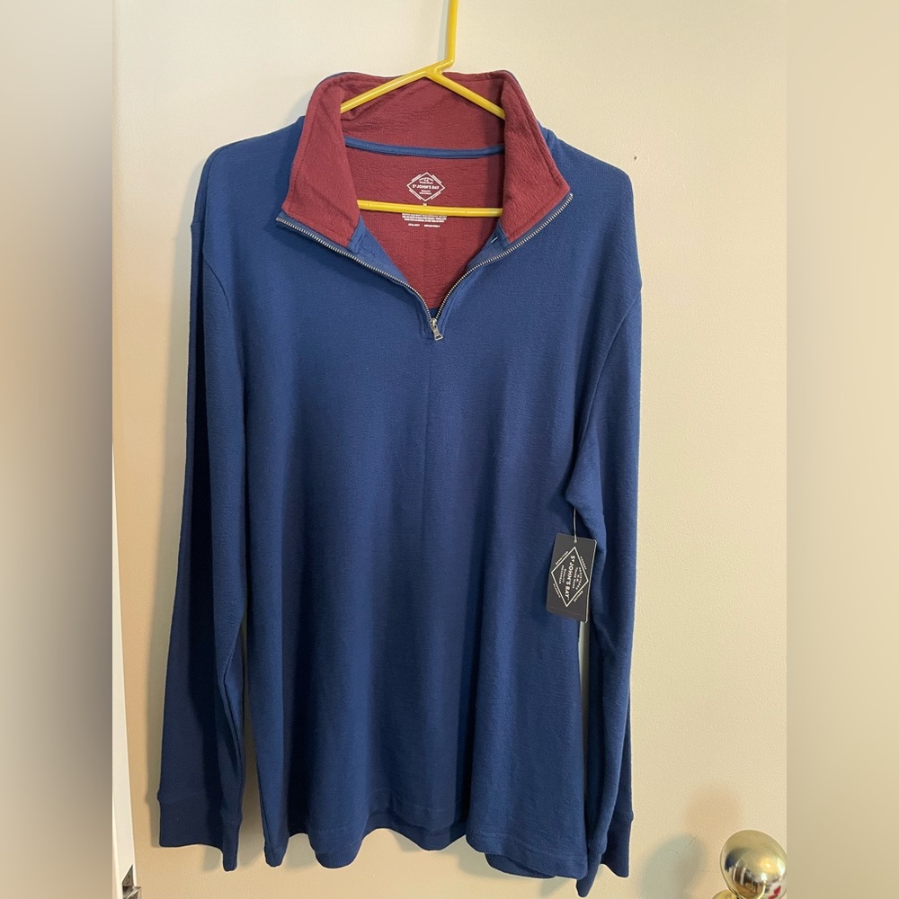 St John's Bay Men's Blue V-neck With Zipper NWT